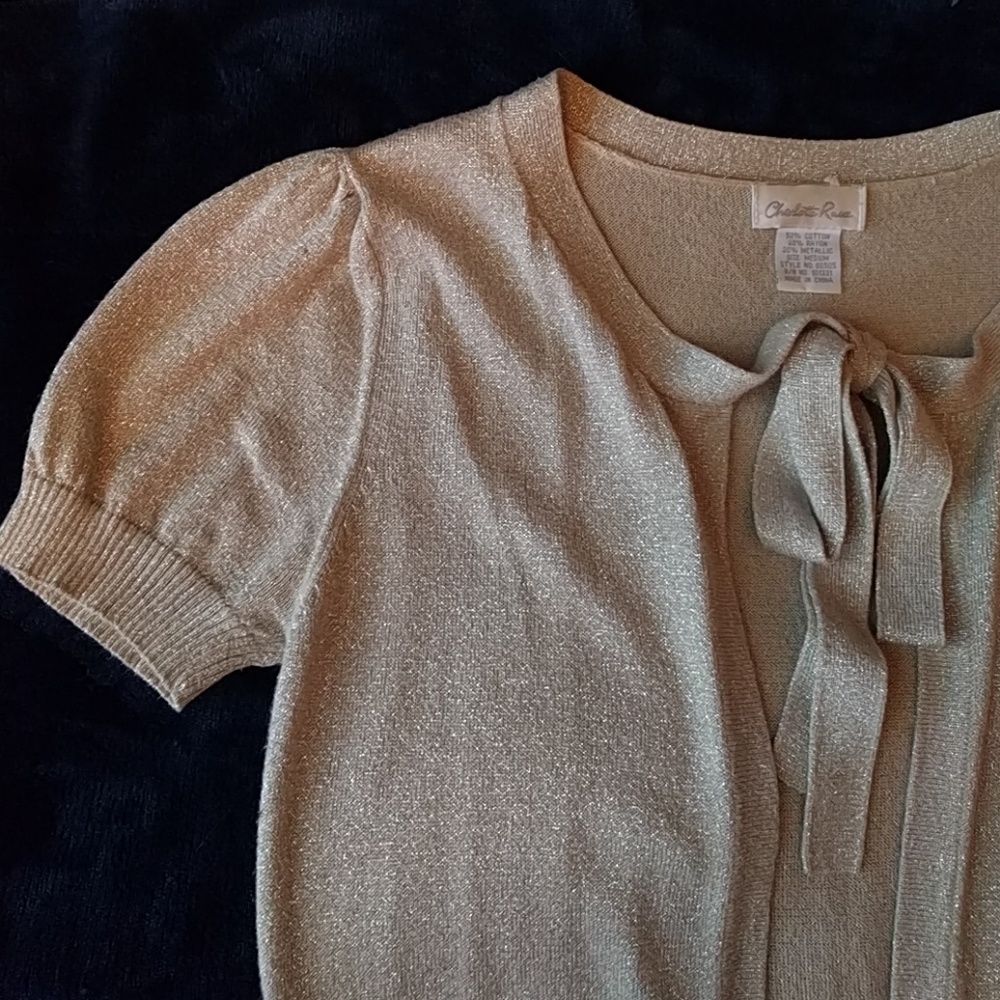 Sparkly Charlotte Russe tie-neck blouse